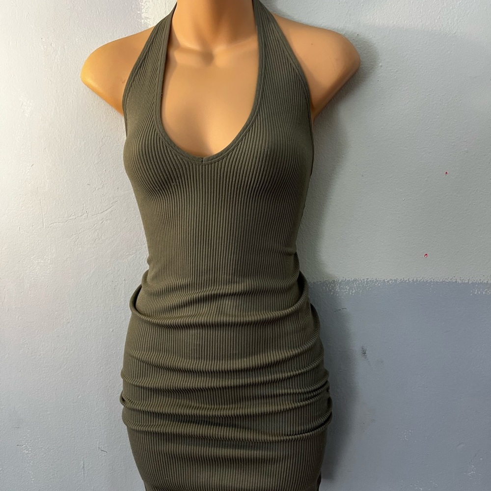 Cotton Candy Olive Backless Ribbed Dress